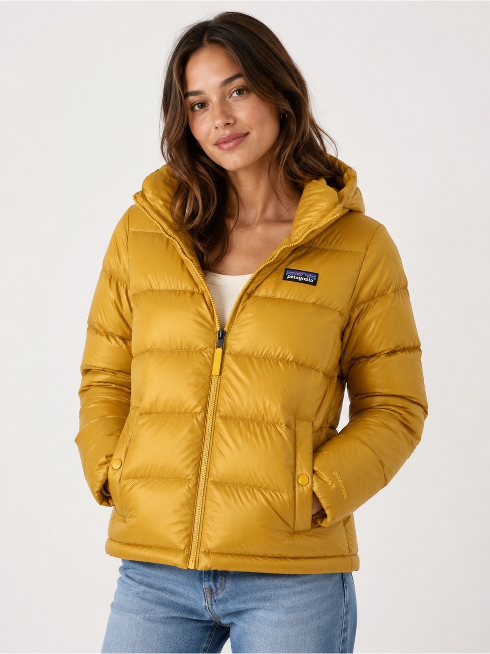 Patagonia Women’s Hooded Down Puffer Jacket XS YELLOW